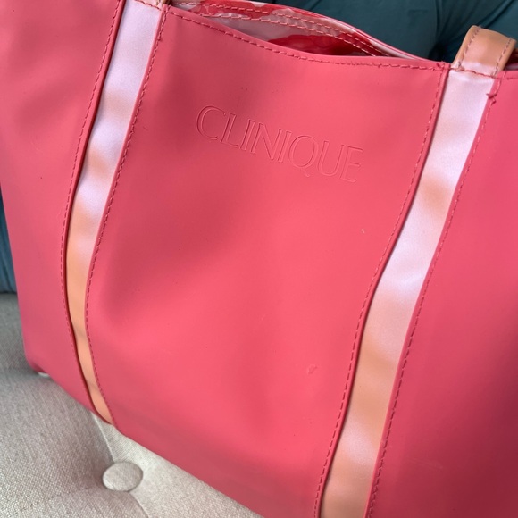 Clinique Pink Peach Waterproof Tote Bag NEW - Picture 5 of 10